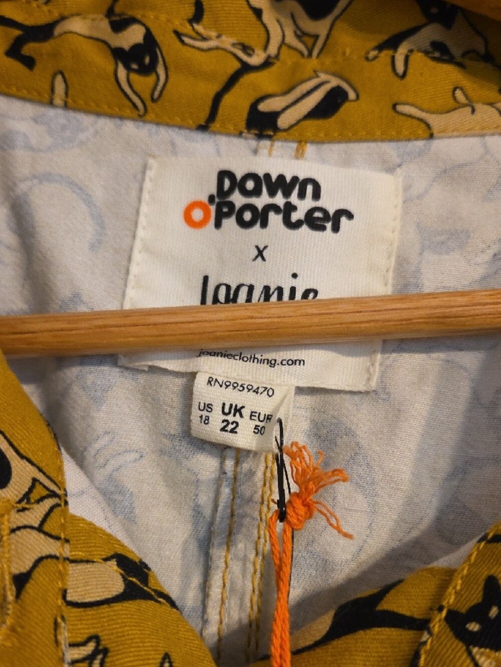 Dawn O'Porter X Joanie Mustard Yellow Cat Print Shift Dress - Picture 2 of 7